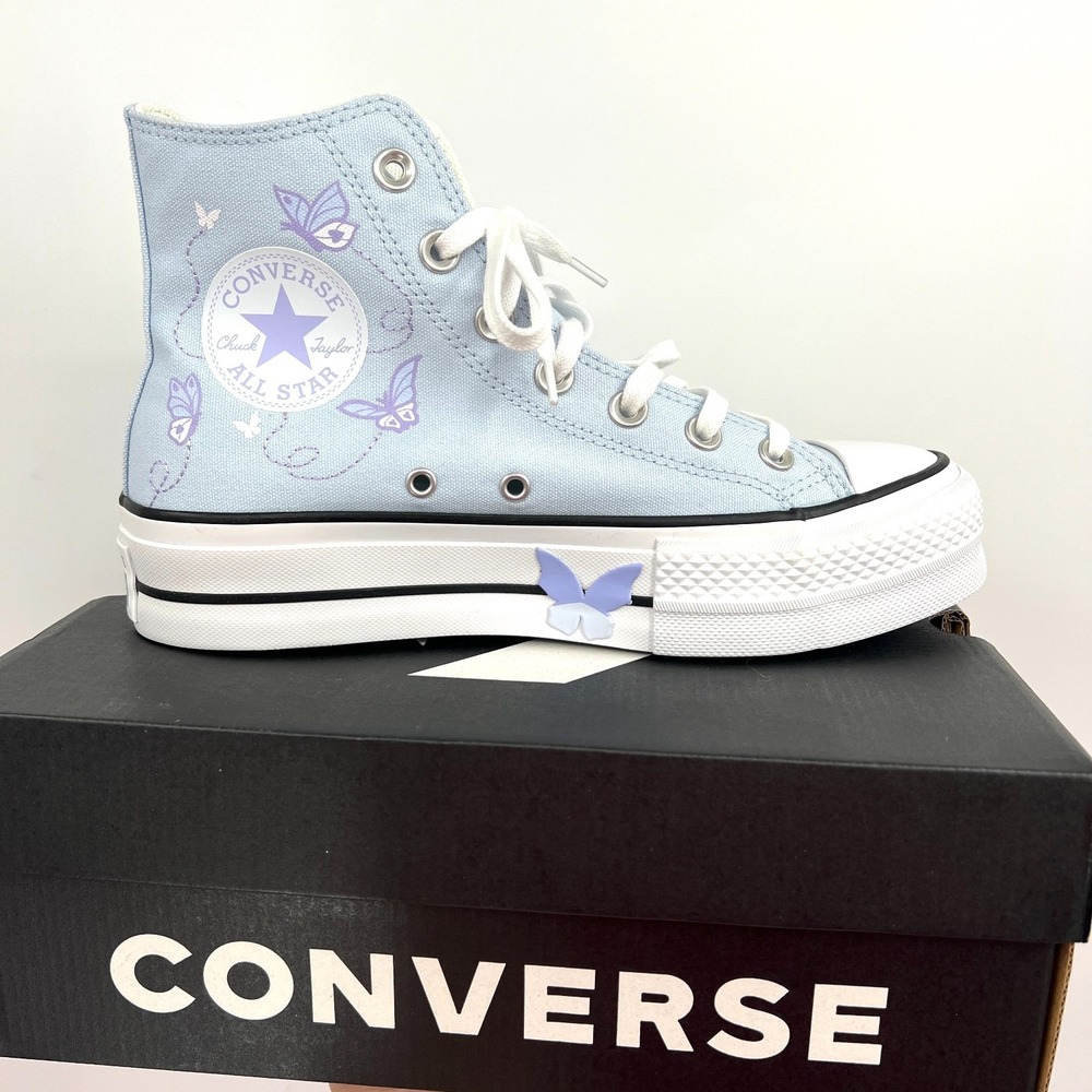NEW Converse blue supermoon platform high tops chuck taylors butterfly twee 7
